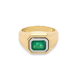 Solitaire Rectangle Ring | Small Scale | Emerald | Mixed Metal