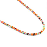 Mini Malli Necklace | Neon Orange Pattern | Sterling Silver