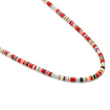 Mini Malli Necklace | Red Pattern | Sterling Silver