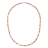Mini Malli Necklace | Red Pattern | Sterling Silver