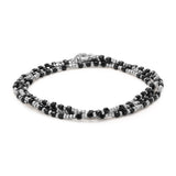 Percep Necklace/Bracelet | Three Wrap | Onyx | Sterling Silver