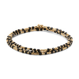 Percep Necklace/Bracelet | Three Wrap | Black Spinnel | Yellow Gold