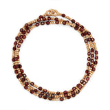 Percep Necklace/Bracelet | Three Wrap | Garnet | Yellow Gold