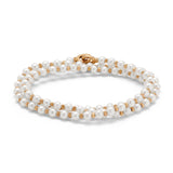 Tilya Necklace/Bracelet | Three Wrap | White Pearl | Yellow Gold