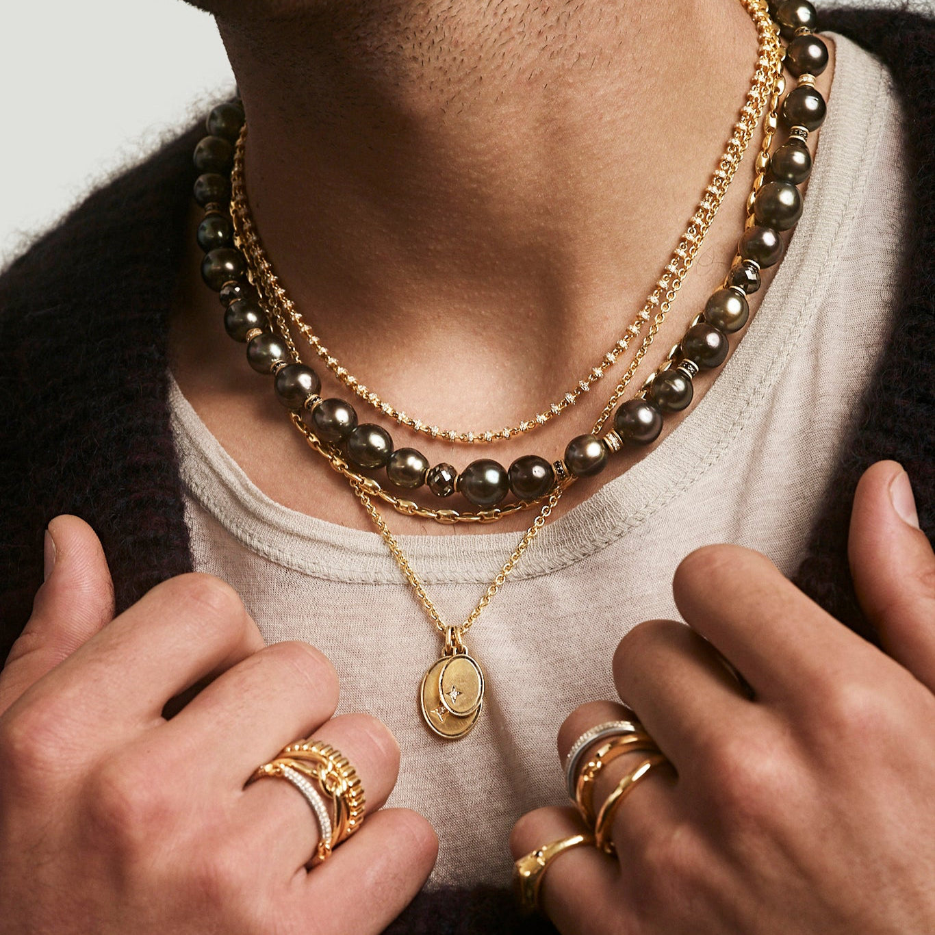 Maor full pabe omni necklace yellow gold