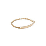 ID Bar Bracelet | 50mm Wide - 5mm Height | Pave Detail | Yellow Gold