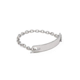 ID Bar Bracelet | 50mm Wide - 9mm Height | Pave Detail | White Gold