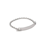 ID Bar Bracelet | 70mm Wide - 5mm Height | Pave Detail | White Gold