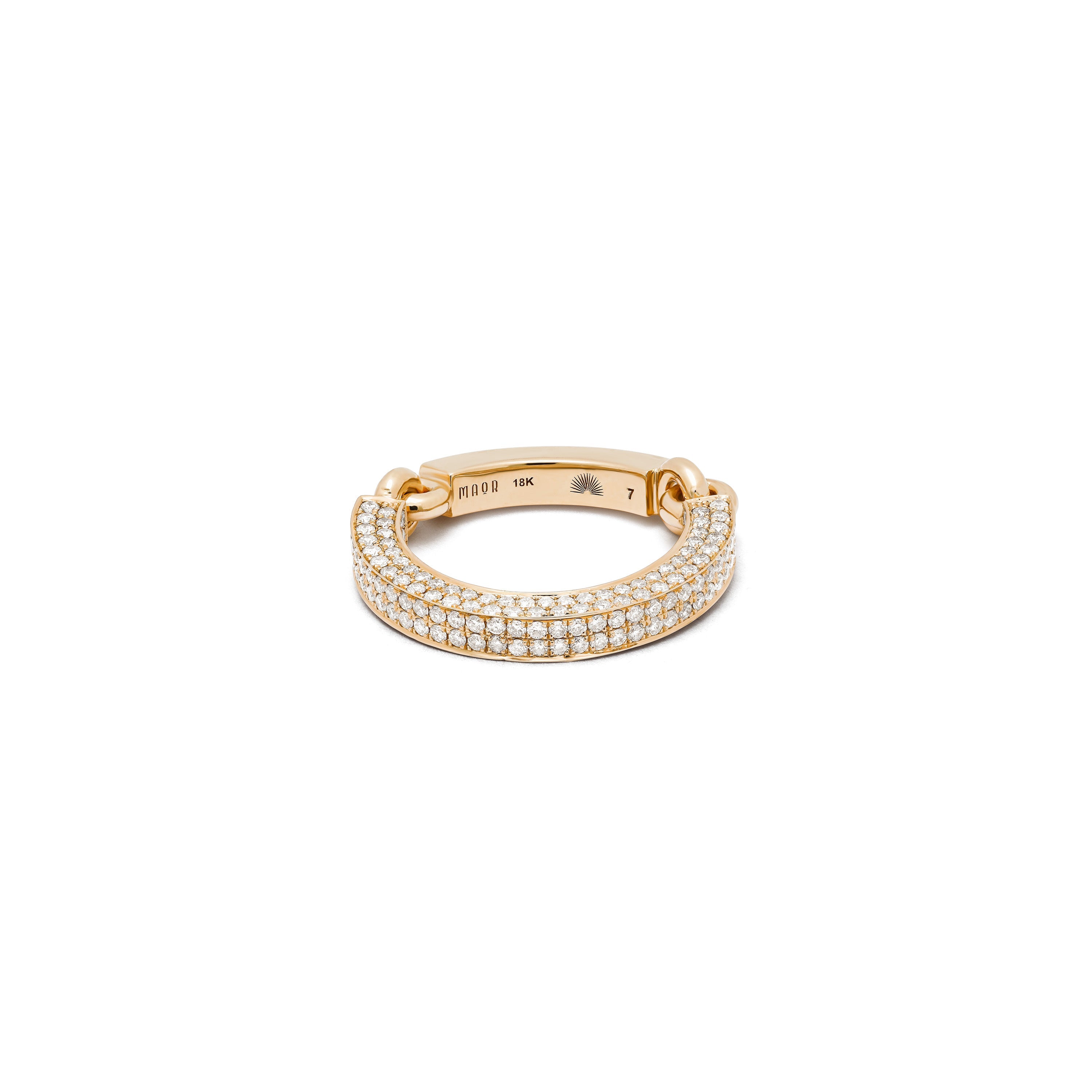MAOR Two Thirds White Diamond Pave Aphelion Band Ring Yellow Gold