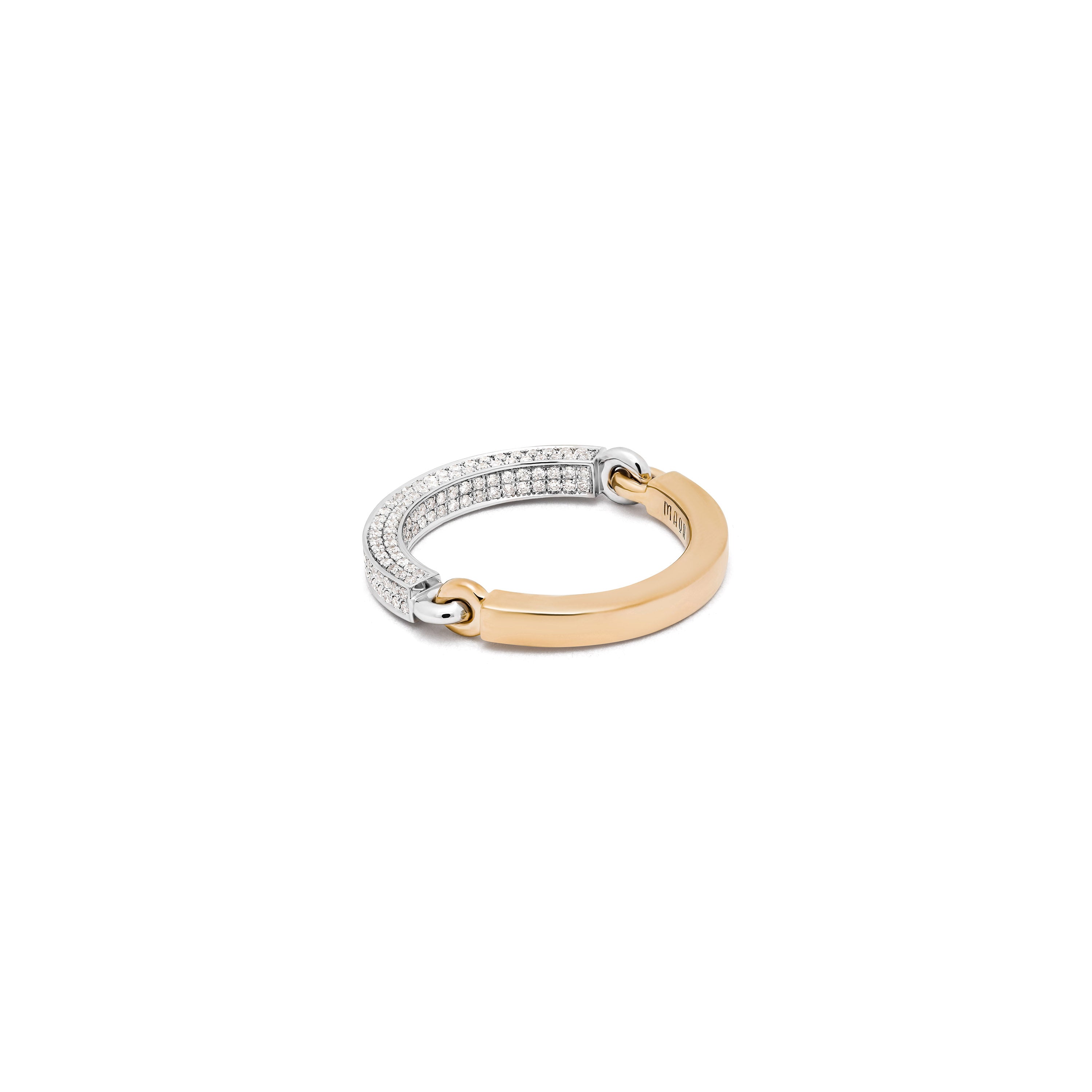 Two Tone Half Pave Circinus Ring Yellow Gold- MAOR