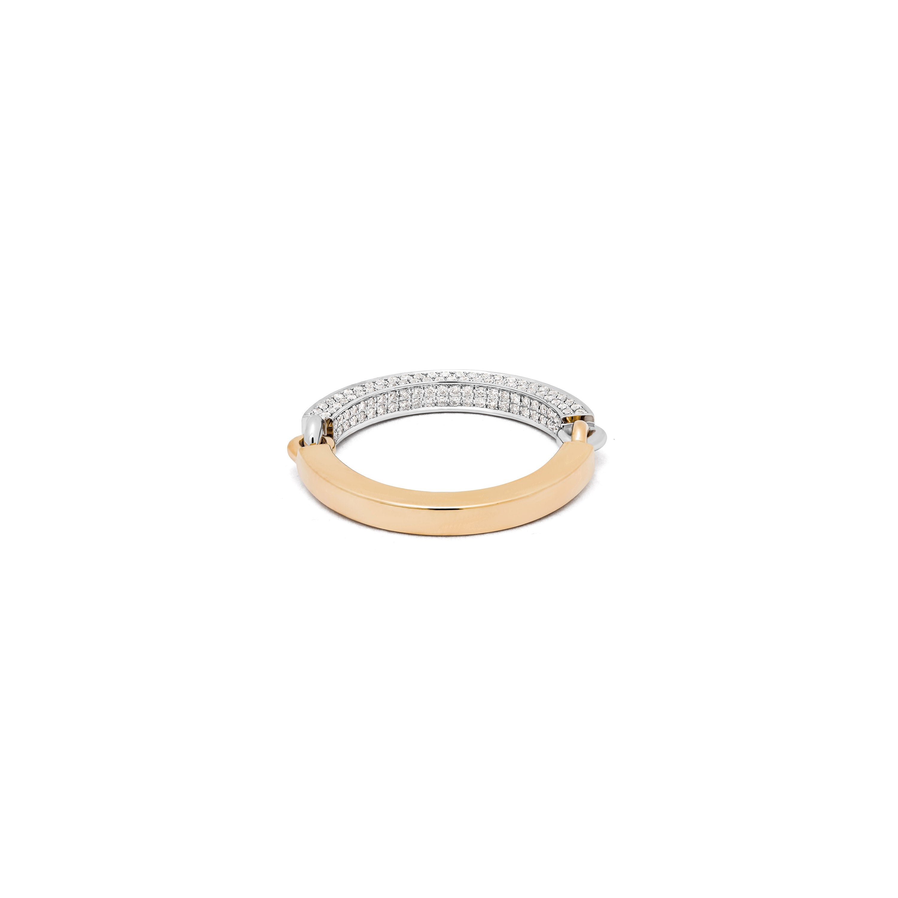 Two Tone Half Pave Circinus Ring Yellow Gold- MAOR