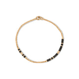 MAOR MCohen black Afgan bead bracelet with yellow gold beads