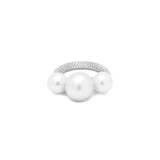 Equinox Pearl Ring | Full Pave I White Gold