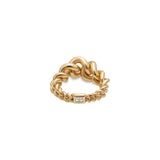 Curb Chain Ring | Large Scale | Yellow Gold | Diamond Detail