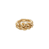 Curb Chain Ring | Large Scale | Yellow Gold | Diamond Detail