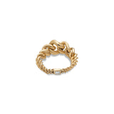 Curb Chain Ring | Small Scale | Yellow Gold | Diamond Detail