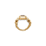 Curb Chain Ring | Purple Tourmaline | Yellow Gold | Diamond Details