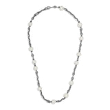 Sicar Necklace | White Pearls | Oxidized Sterling Silver