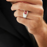 Solitaire Rectangle Ring | Small Scale | Rubylite | Mixed Metal