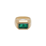 Solitaire Rectangle Ring | Small Scale | Emerald | Mixed Metal