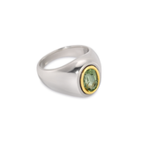 Solitaire Oval Ring | Green Peridot | Mixed Metals