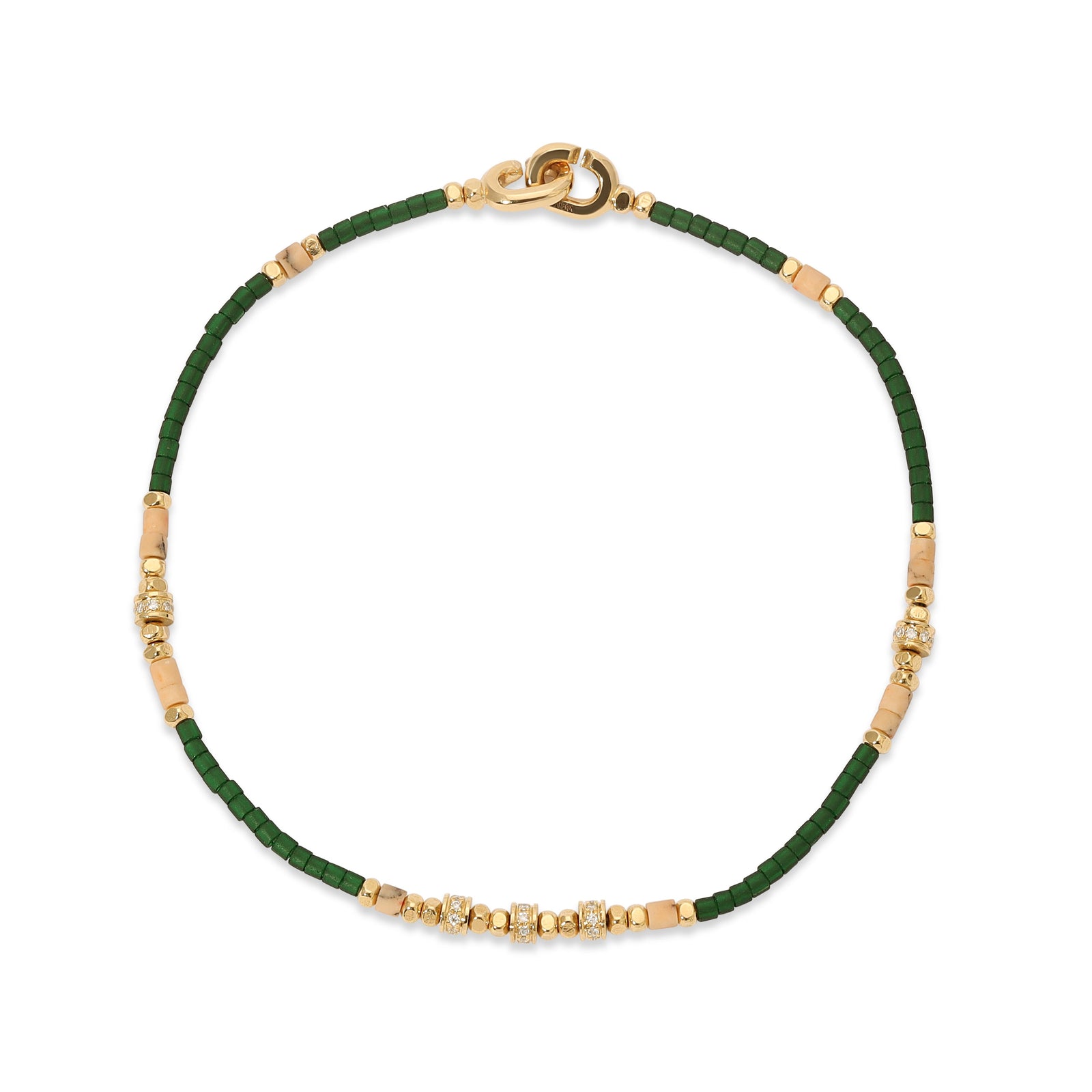Dashur Bracelet | Dark Green Afghan | Yellow Gold