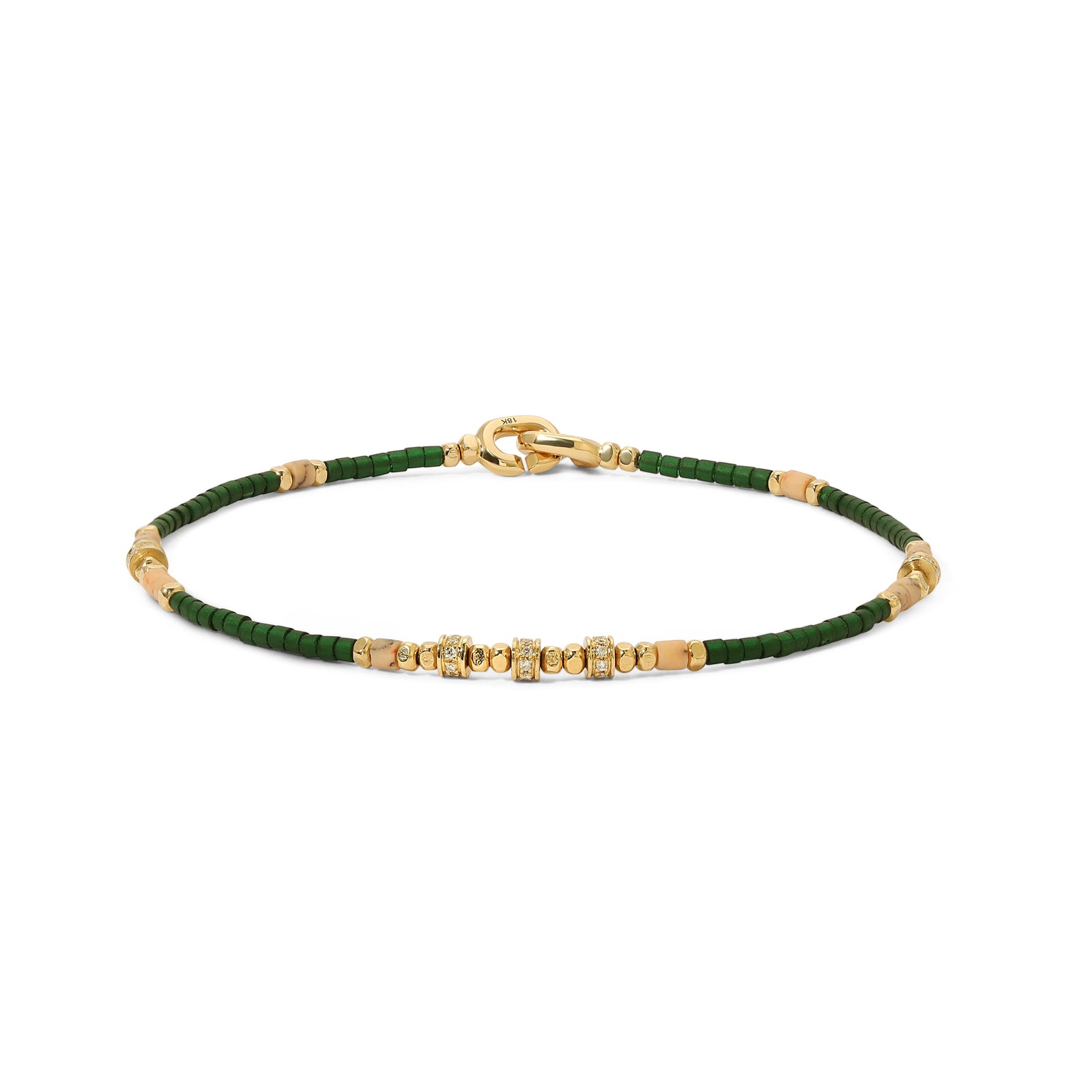 Dashur Bracelet | Dark Green Afghan | Yellow Gold