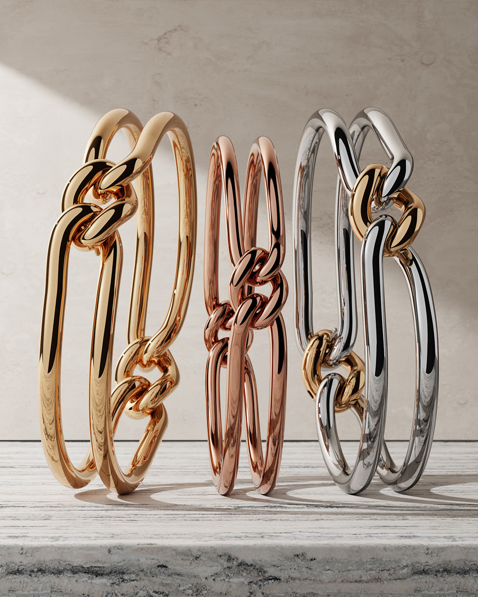 MAOR fine jewelry unity bracelet in yellow gold, rose gold and white gold