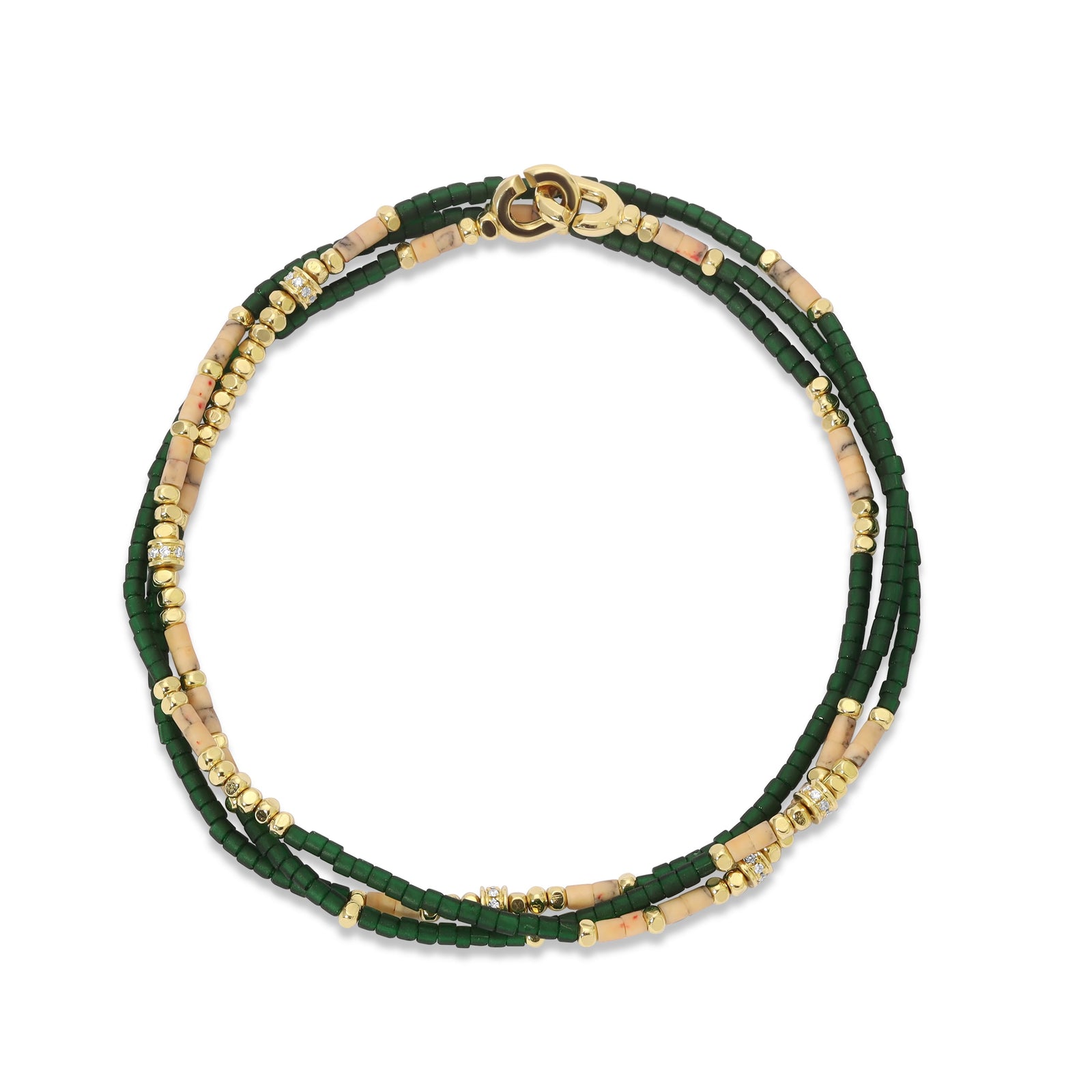 Dashur Necklace / Bracelet | Dark Green Afghan | Yellow Gold