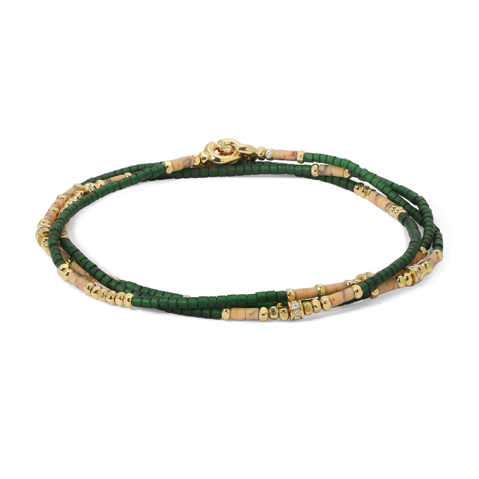 Dashur Necklace / Bracelet | Dark Green Afghan | Yellow Gold