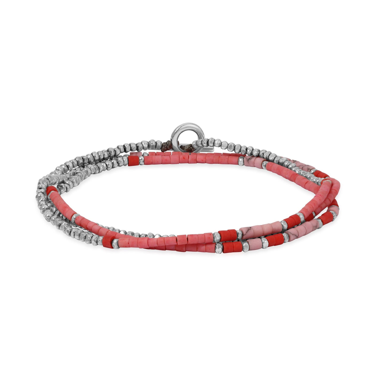 Phuket Necklace/Bracelet | Red Pattern | Sterling Silver