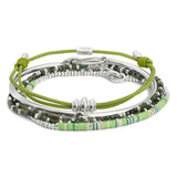 Oren Bracelet Stack | Green Pattern | Sterling Silver