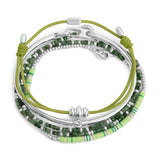 Oren Bracelet Stack | Green Pattern | Sterling Silver