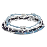 Caelis Bracelet Stack | Blue Pattern | Sterling Silver