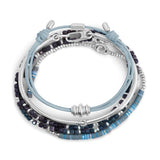 Caelis Bracelet Stack | Blue Pattern | Sterling Silver