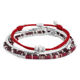 Vesta Bracelet Stack | Red Pattern | Sterling Silver