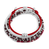 Vesta Bracelet Stack | Red Pattern | Sterling Silver