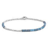 Caelis Bracelet Stack | Blue Pattern | Sterling Silver