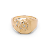 Sig Carved Ring | Rectangle | Diamond | Yellow Gold