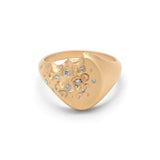 Sig Carved Ring | Oval | Diamond | Yellow Gold
