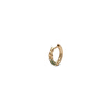 Equinox 14mm Earring | 1/2 Pave I White Diamond and Tsavorite | Yellow Gold