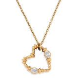 Heart Charm Necklace | Yellow Gold | Diamond Detail