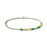 Housa Bracelet | Green Pattern | Silver Discs