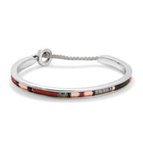 Oblong Square Cuff | Maroon Pattern | Sterling Silver