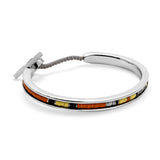 Oblong Square Cuff | Orange Pattern | Sterling Silver
