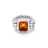 Curb Chain Ring | Small Scale | Diamond | Citrine | Sterling Silver