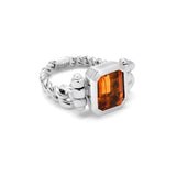 Curb Chain Ring | Small Scale | Diamond | Citrine | Sterling Silver