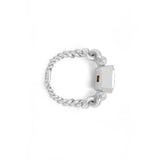 Curb Chain Ring | Small Scale | Diamond | Citrine | Sterling Silver