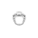 Curb Chain Ring | Small Scale | Diamond | Green Tourmaline | Sterling Silver