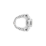 Curb Chain Ring | Small Scale | Diamond | Green Tourmaline | Sterling Silver